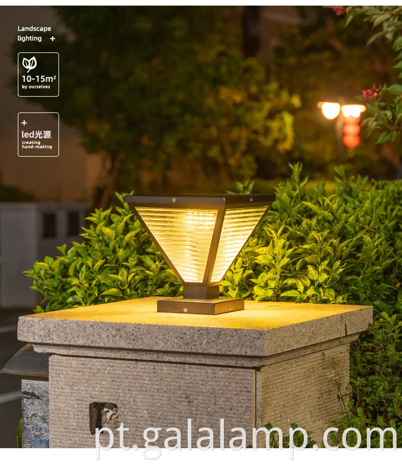 Luzes solares ao ar livre modernas para pátios e passarelas